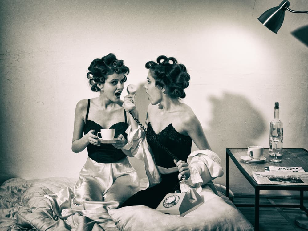 Retro Morning Gossip by Mihai Bogdan R — canvas wall art
