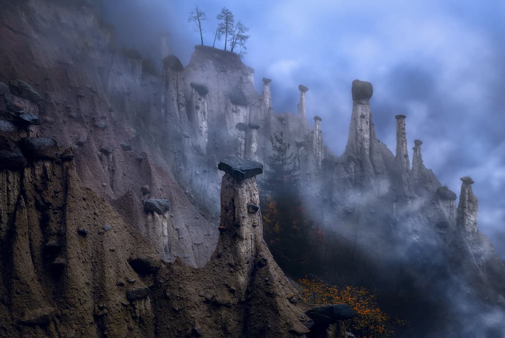 Misty Earth Pillars by Mario Vigo — canvas wall art