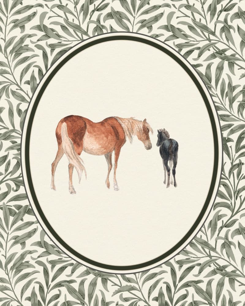 Mare and Foal Watercolor