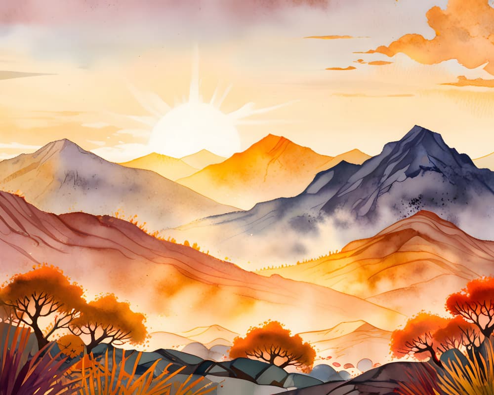 Vibrant Mountain Sunrise by Kintsugi99 — canvas wall art