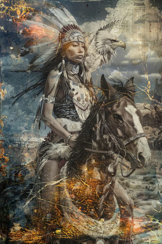 Native Horse Eagle Spirit by Rafal Kulik — canvas wall art