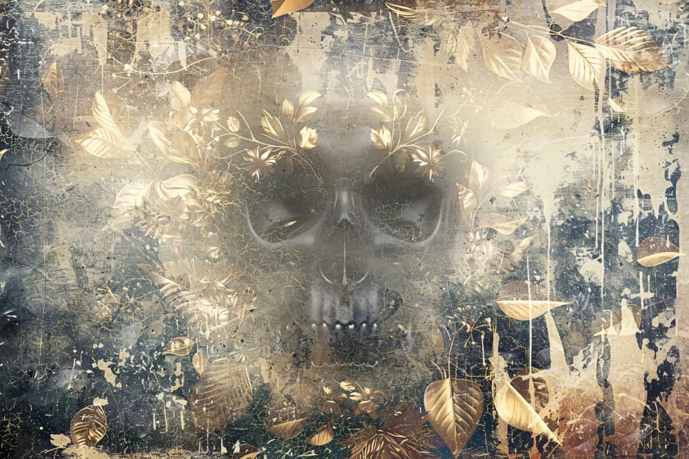Mystic Golden Skull by Rafal Kulik — canvas wall art