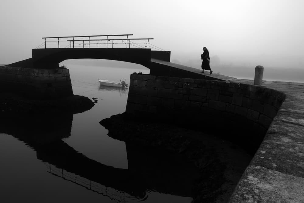 Misty Morning Bridge Walk by J. Pedro Martins — canvas wall art