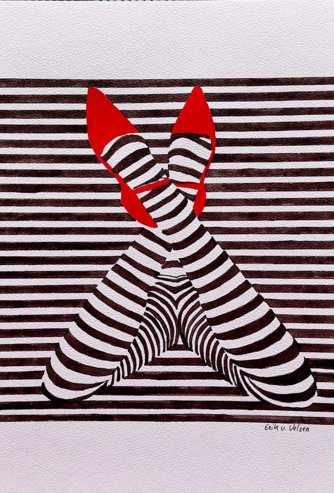 Striped Legs Red Heels by Erik Van Velzen — canvas wall art