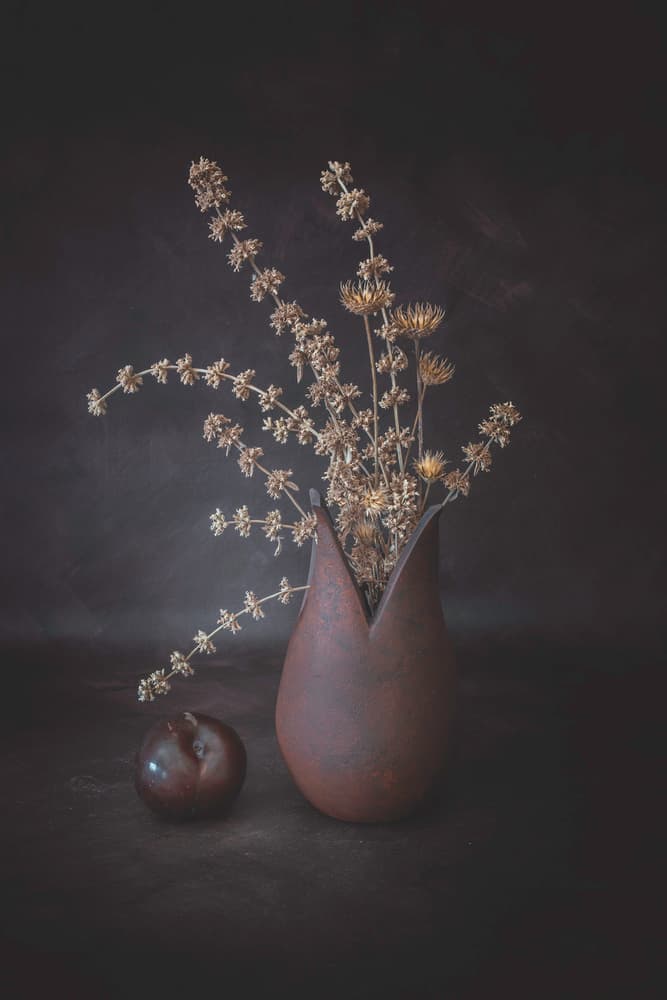 Moody Floral Still Life by Cicek Kiral — canvas wall art
