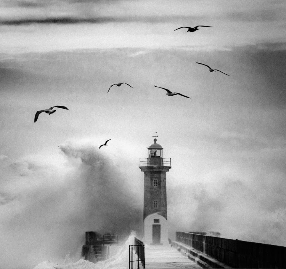Coastal Storm Lighthouse by Marco Faria — canvas wall art