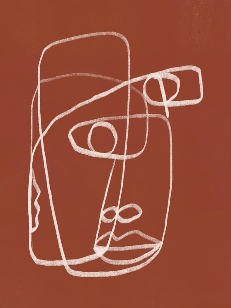 Abstract Terracotta Face by Little Dean — canvas wall art