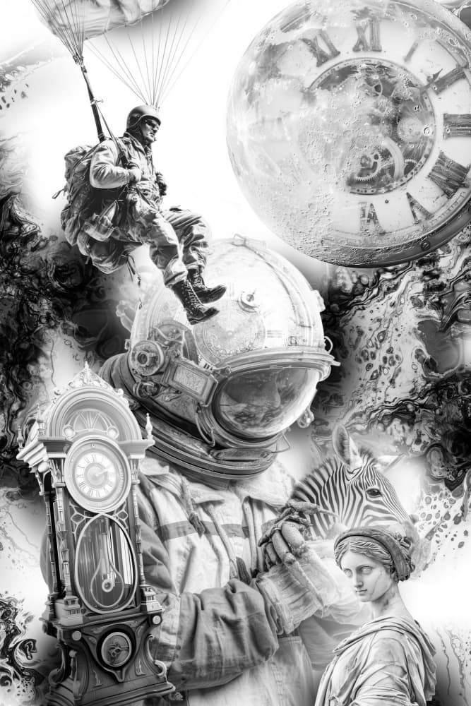 Moon Clock Astronaut Dream by Rafal Kulik — canvas wall art