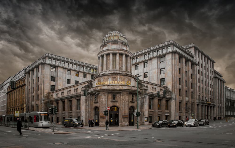 Dramatic City Bank by Hans Günther — canvas wall art