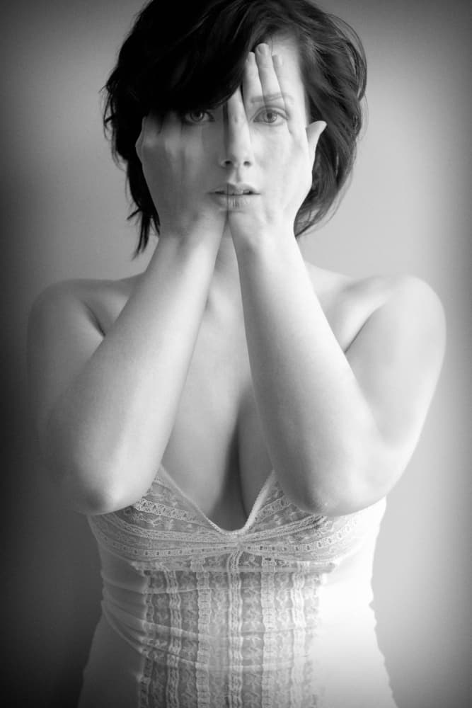 Shy Woman Gaze by Bart Peeters — canvas wall art