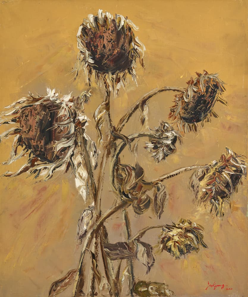 Dried Autumn Sunflowers by Jukyong Park — canvas wall art