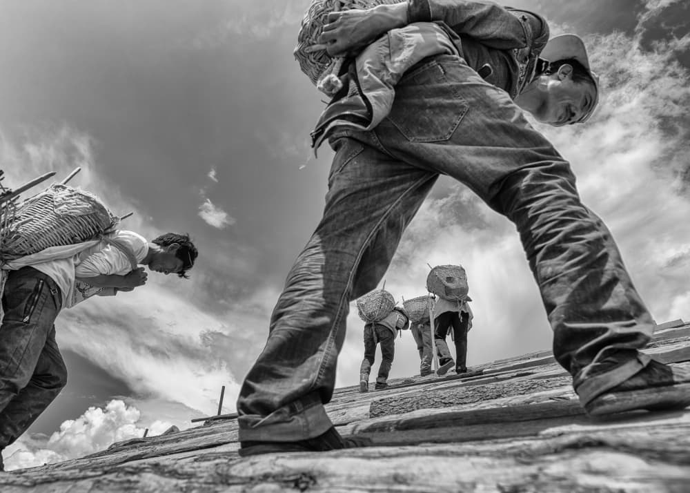 Uphill Climb with Baskets by YouduTian(田有杜) — canvas wall art