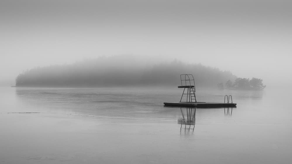 Misty Lake Diving Platform by Benny Pettersson — canvas wall art