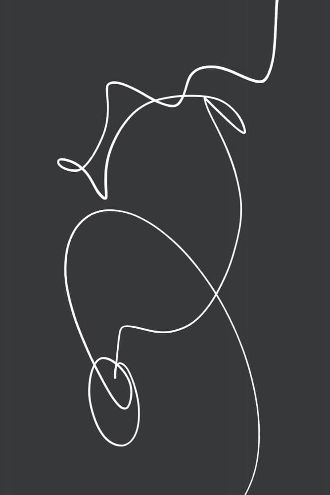 White Squiggle On A Dark Background by uplusmestudio — canvas wall art