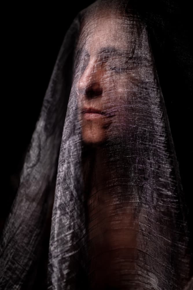 Mysterious Veiled Woman by Joan Gil Raga — canvas wall art
