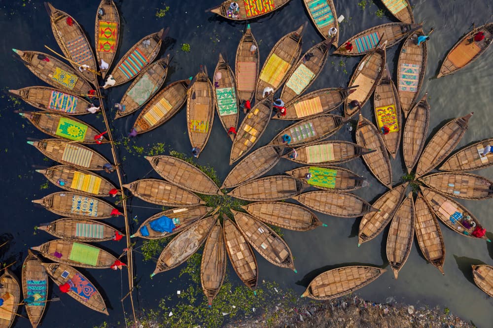 River Boat Market by Azim Khan Ronnie — canvas wall art