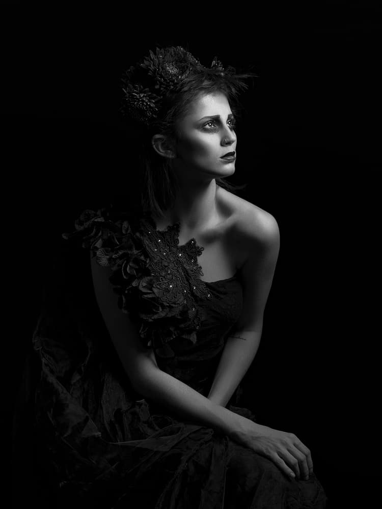 Dark Elegance Portrait by Luc Stalmans — canvas wall art