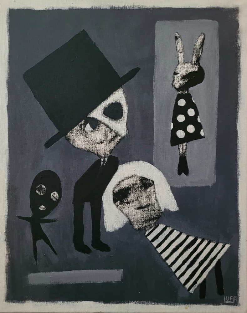 Surreal Gentleman and Rabbit by Sam Luff — canvas wall art