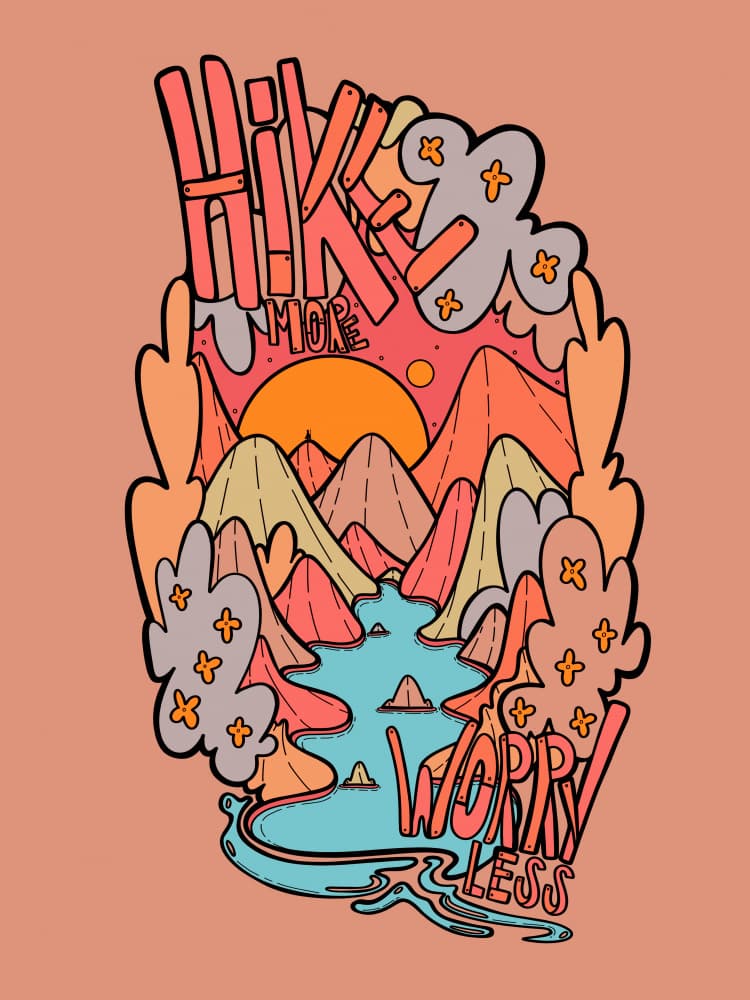 Hike More Worry Less Landscape by Stephen Wade — canvas wall art