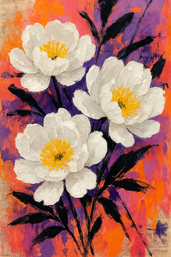 Abstract Peony Blooms by Natalie Bruns — canvas wall art