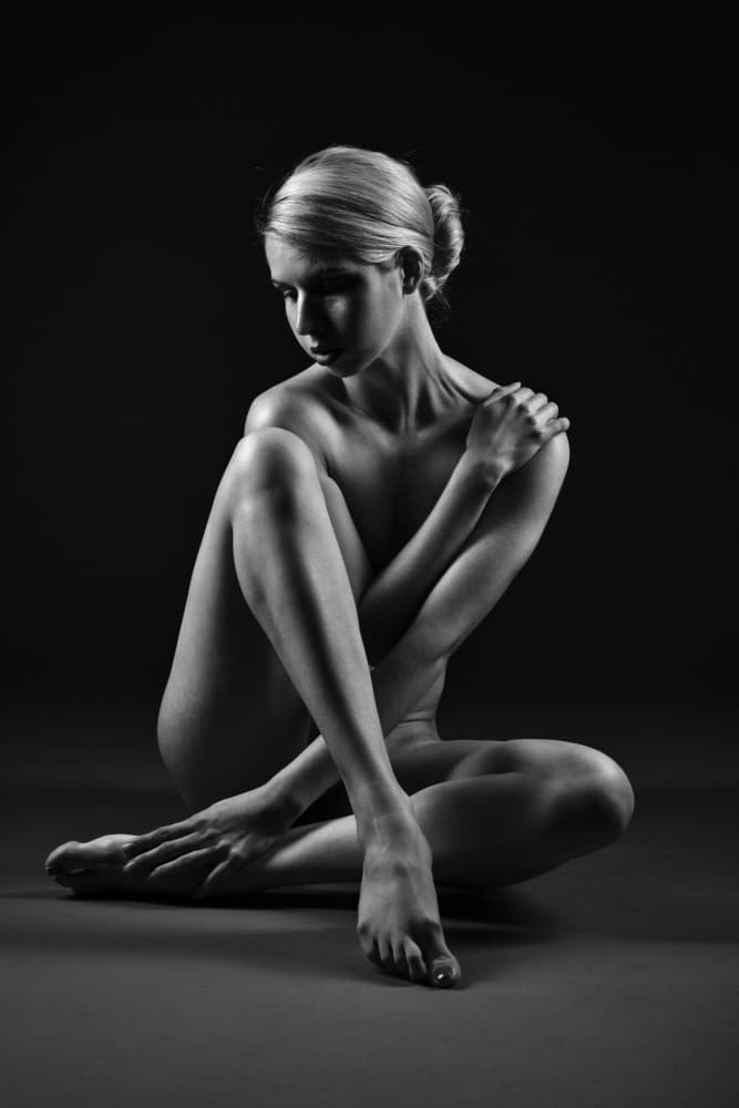Elegant Seated Nude by Prashant Meswani — canvas wall art