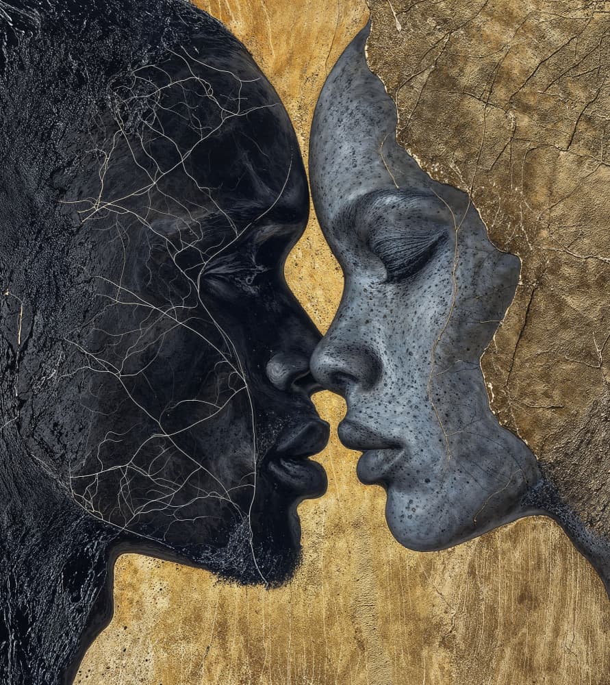Black Gold Kiss by DDiArte — canvas wall art
