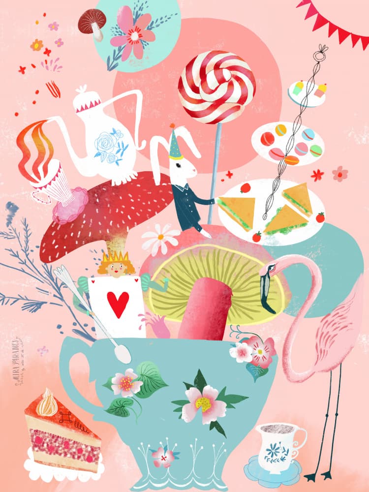Whimsical Tea Party by uta krogmann — canvas wall art