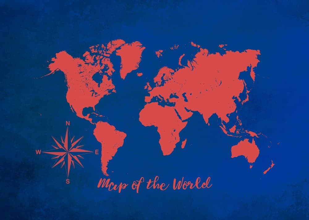 Vintage World Map by Justyna Jaszke — canvas wall art