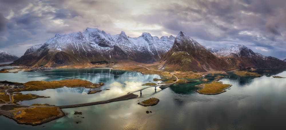 Snowy Fjord Bridge View by Bartolome Lopez — canvas wall art