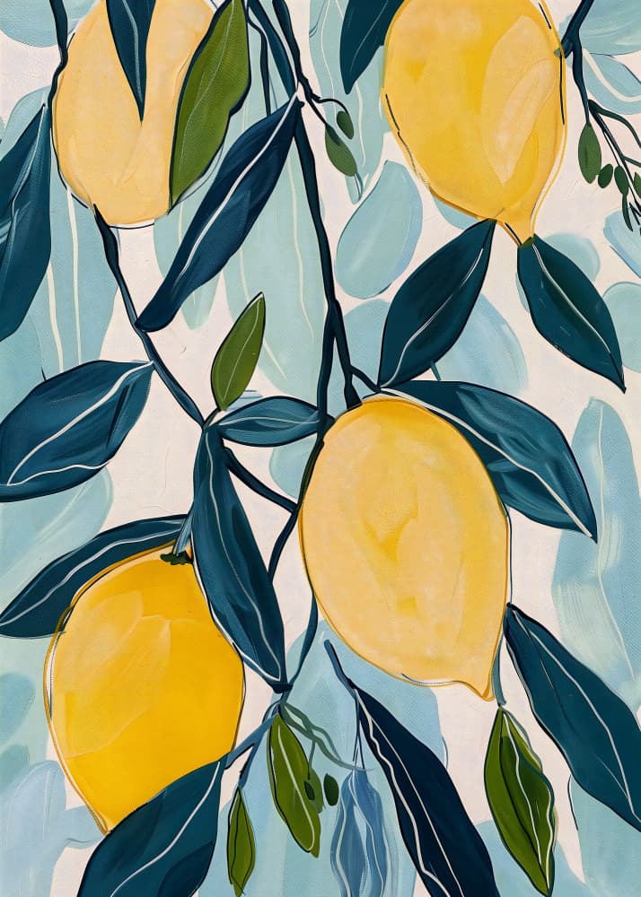 Vibrant Lemons Branch by Andreas Magnusson — canvas wall art