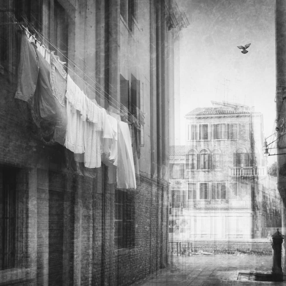 Venetian Laundry Street by Roswitha Schleicher-Schwarz — canvas wall art