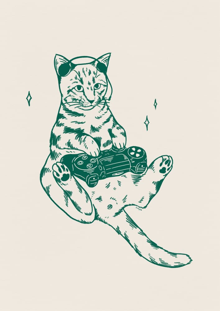 Gamer Cat Chill by Tara Royle — canvas wall art