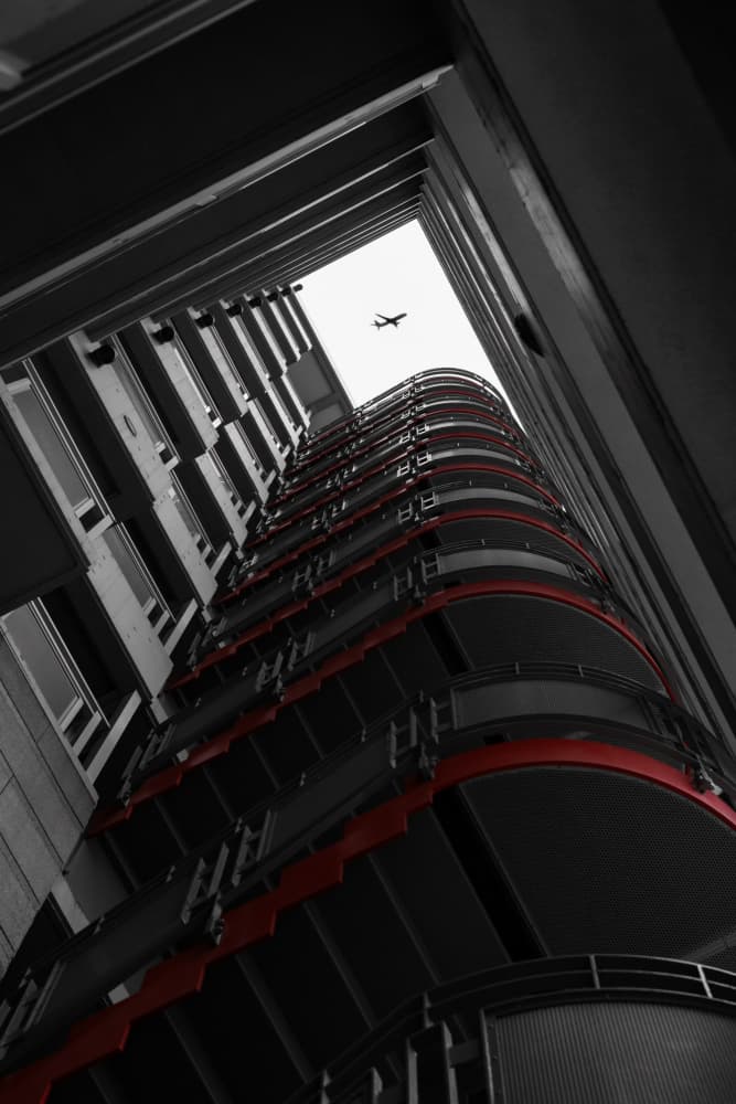 Urban Ascent Red Accents by Haruma Okubo — canvas wall art