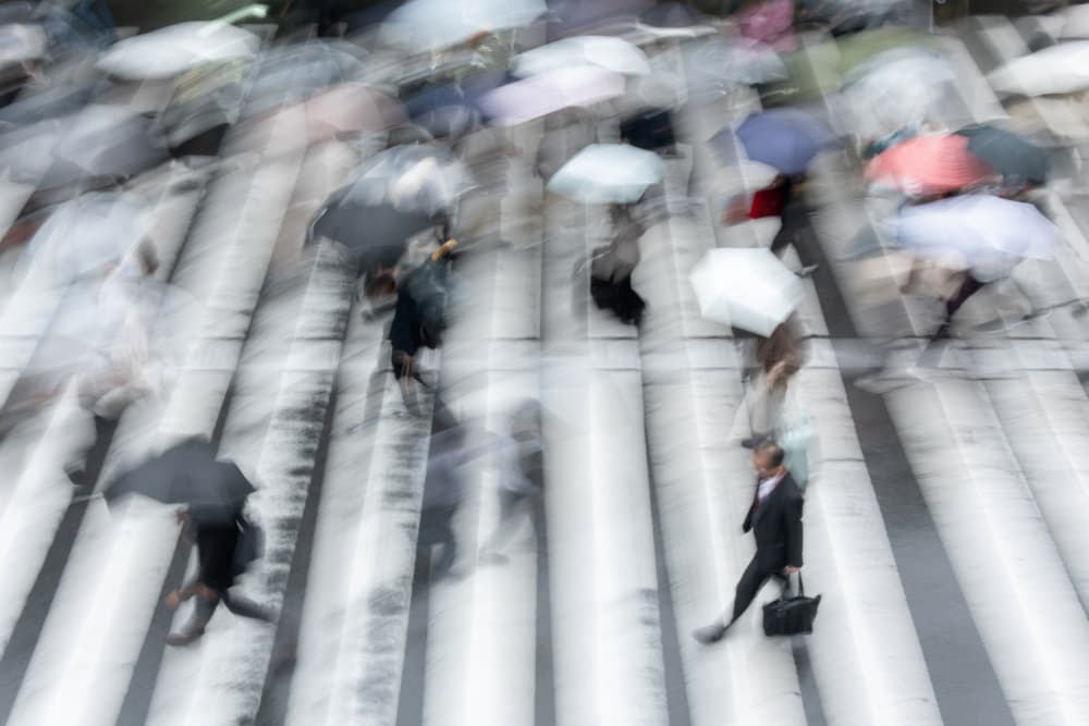 Blurred City Crosswalk by Haruyo Sakamoto — canvas wall art