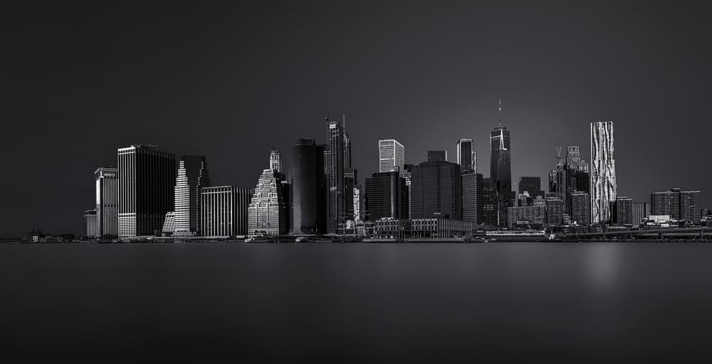 Monochrome Manhattan Skyline by Ahmed Thabet — canvas wall art