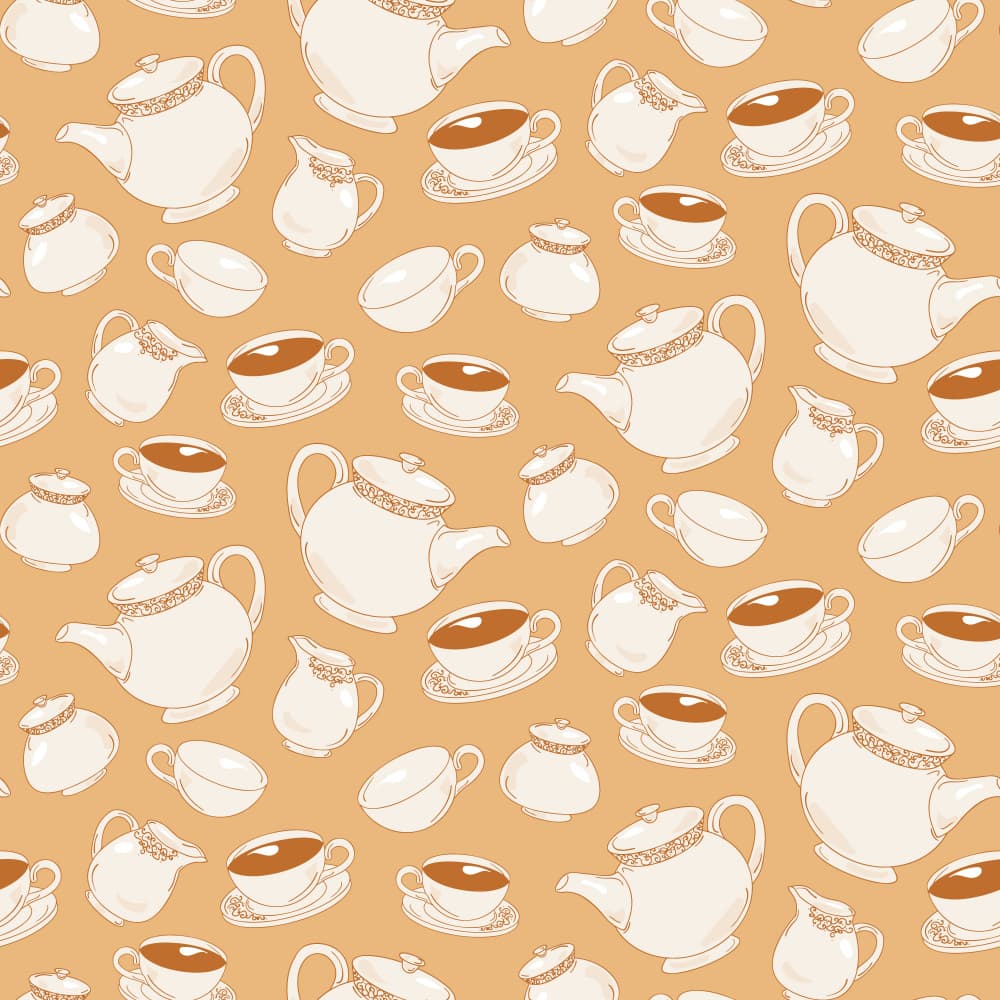 Cozy Tea Time Pattern by Marika Barsrsind — canvas wall art