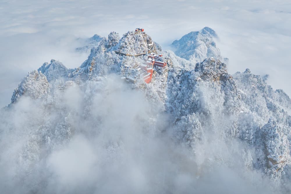 Misty Mountain Sanctuary by Simoon — canvas wall art