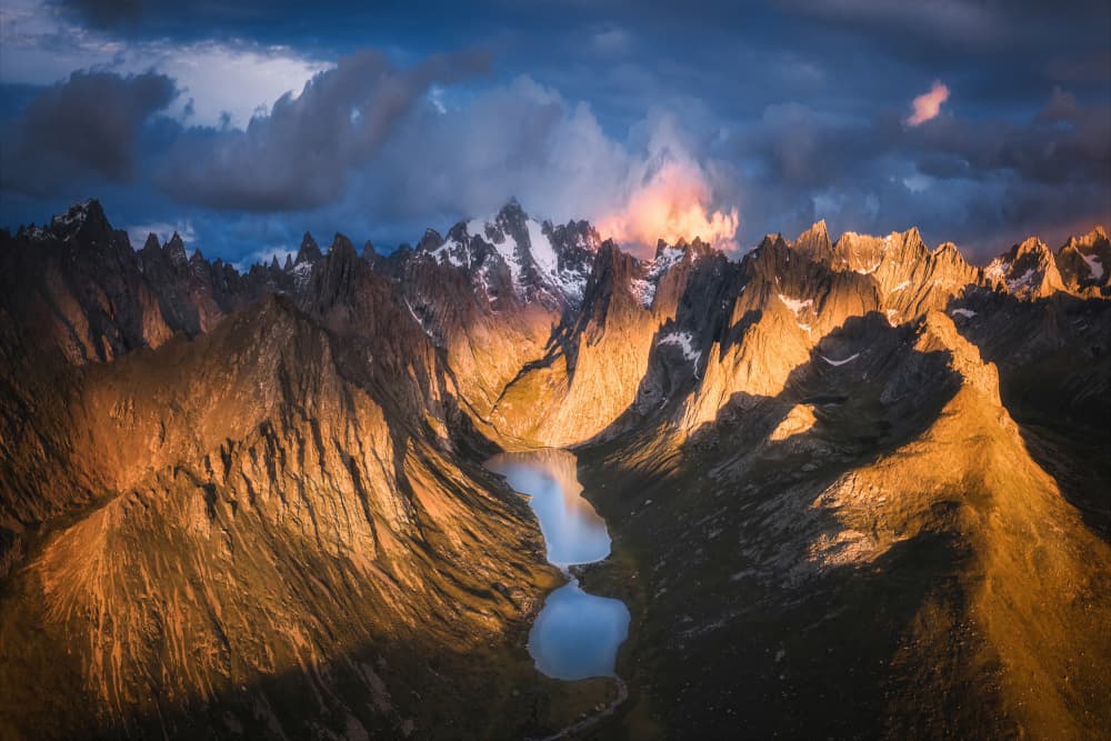 Golden Hour Mountain Lake by Yuan Cui — canvas wall art