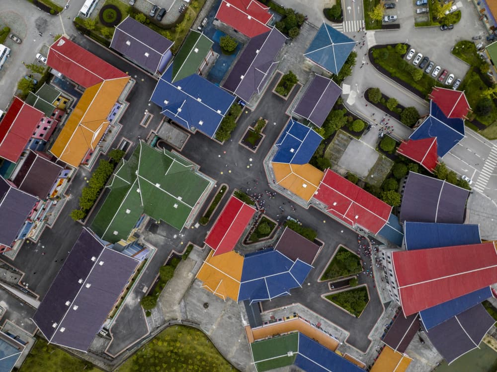 Colorful Rooftops Aerial View by Ovi D. Pop — canvas wall art
