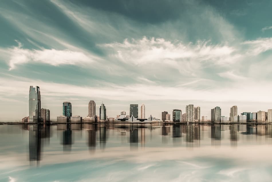 Serene Urban Waterfront by Hannes Cmarits — canvas wall art