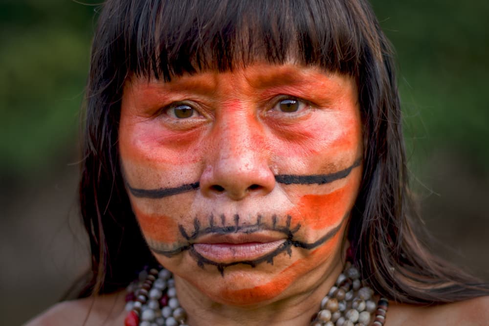 Indigenous Woman Face Paint by Peter Sticza — canvas wall art