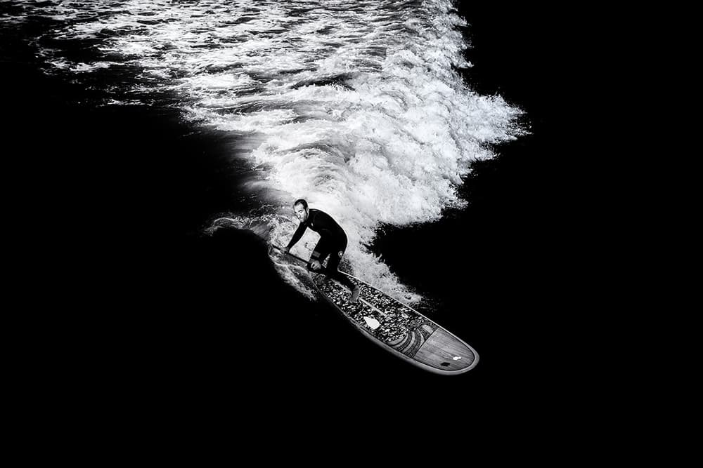 Surfer On Dark Wave by Massimo Della Latta — canvas wall art