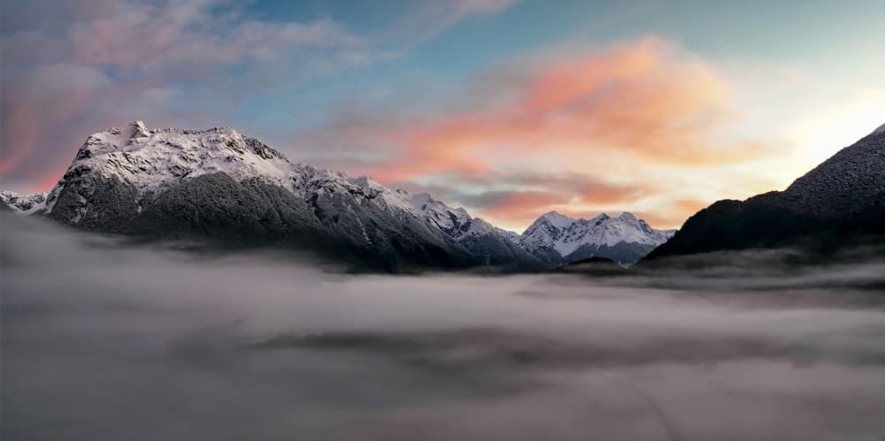 Misty Mountain Sunrise by James Zhen Yu — canvas wall art