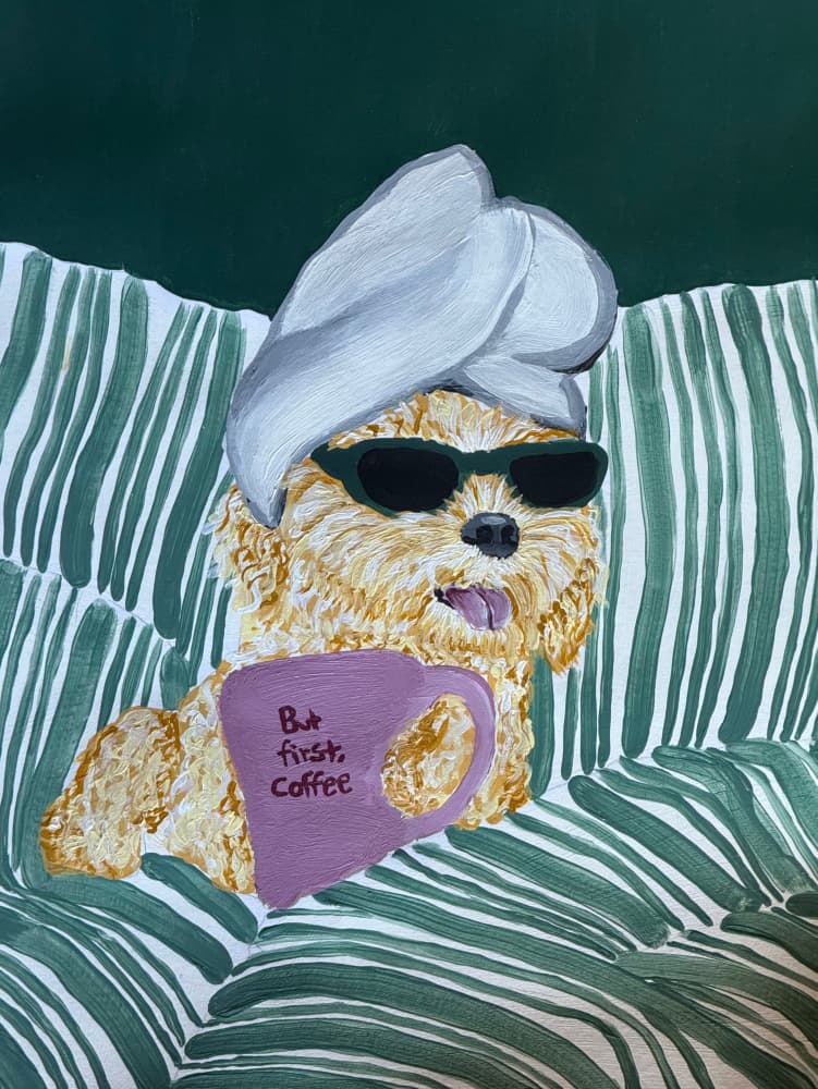 Chill Dog Coffee by Idah Christina — canvas wall art