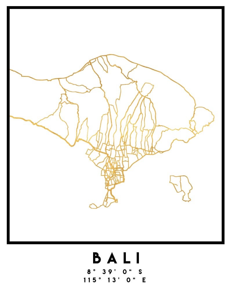 Bali Gold Map by Emiliano Deificus — canvas wall art
