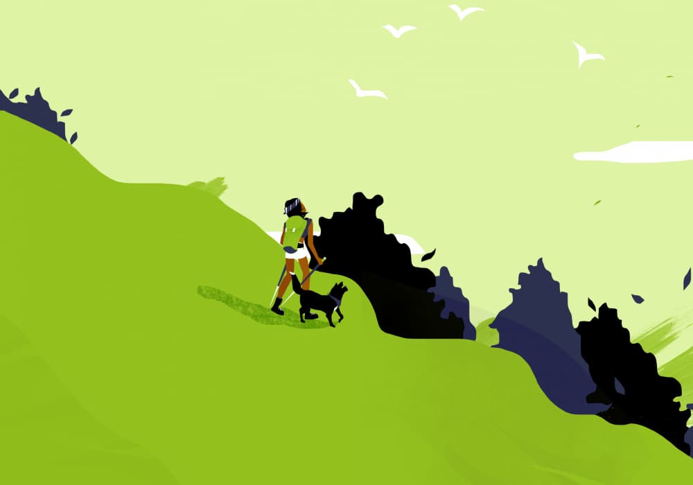 Hiking With My Dog by Annelien Smet — canvas wall art