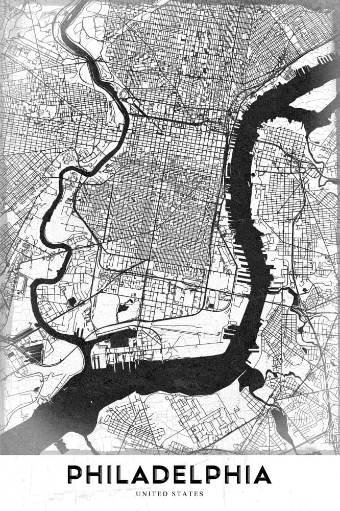 Philadelphia City Map by StudioSix — canvas wall art