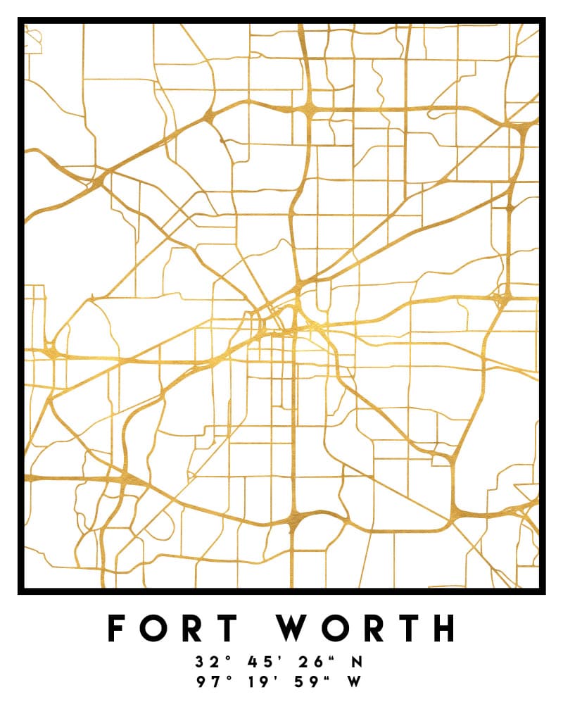 Fort Worth Gold Map by Emiliano Deificus — canvas wall art