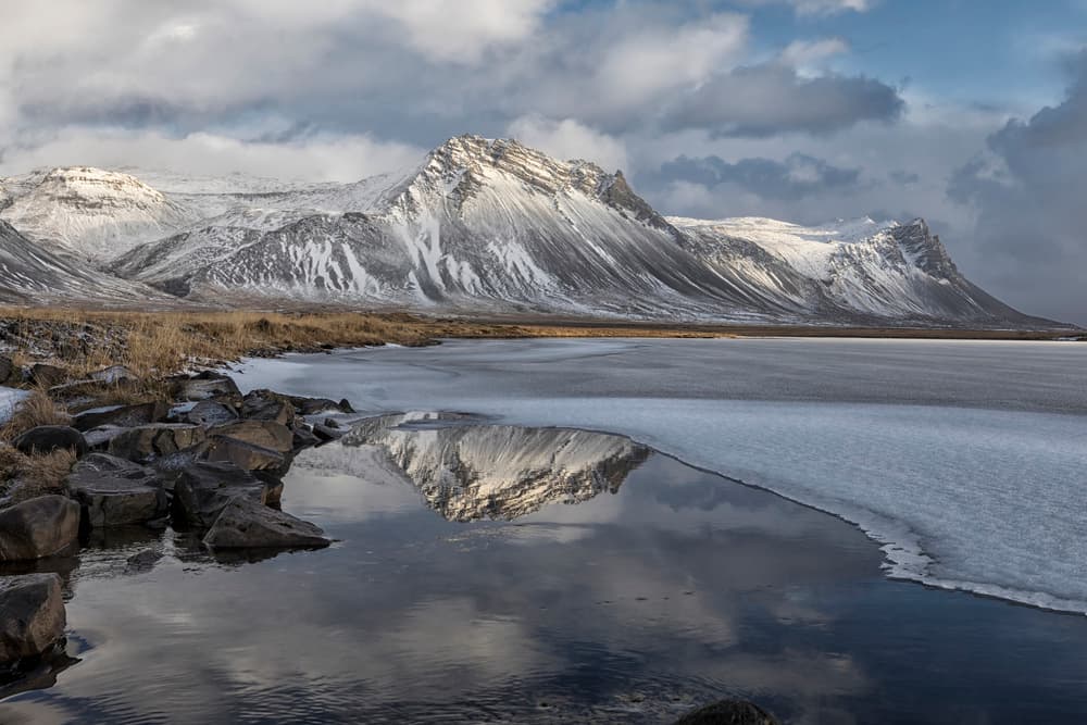 Snowy Mountain Reflection by Bragi Kort — canvas wall art