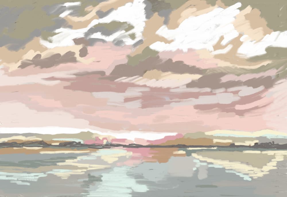 Pink Sunset Reflections by Jenna Alheit — canvas wall art